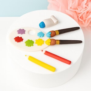 Künstler Tortendekorationsset aus Zucker | Essbare Cake Topper Maler-Motiv | Künstler Geburtstag & Malkunst-Torte Deko