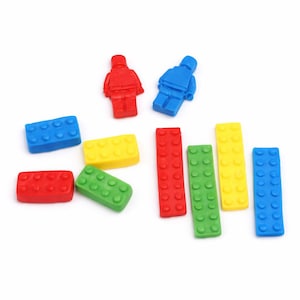 Decorazione per torta con mattoncini da costruzione commestibili | Set di mattoncini da costruzione colorati in zucchero | Decorazione per torta di compleanno per bambini in stile giocattolo da cantiere
