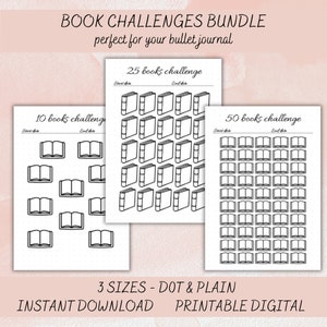 Book Challenge Tracker, Reading Challenge Printable, Reading Log, Printable Reading List, Book Log Tracker, Bullet Journal Tracker Printable