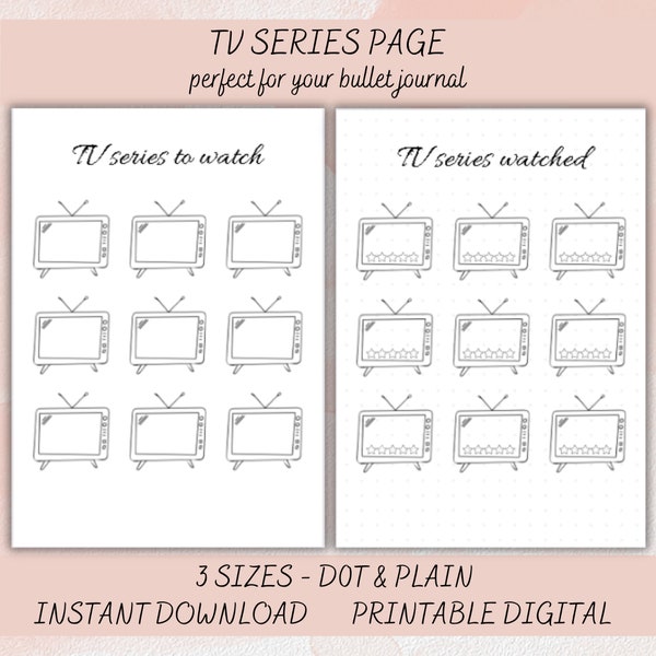 TV Show Tracker, TV Series Tracker, Printable Journal Template, A5 Journal Page, Shows Watched Tracker, Movie Reccommendation List