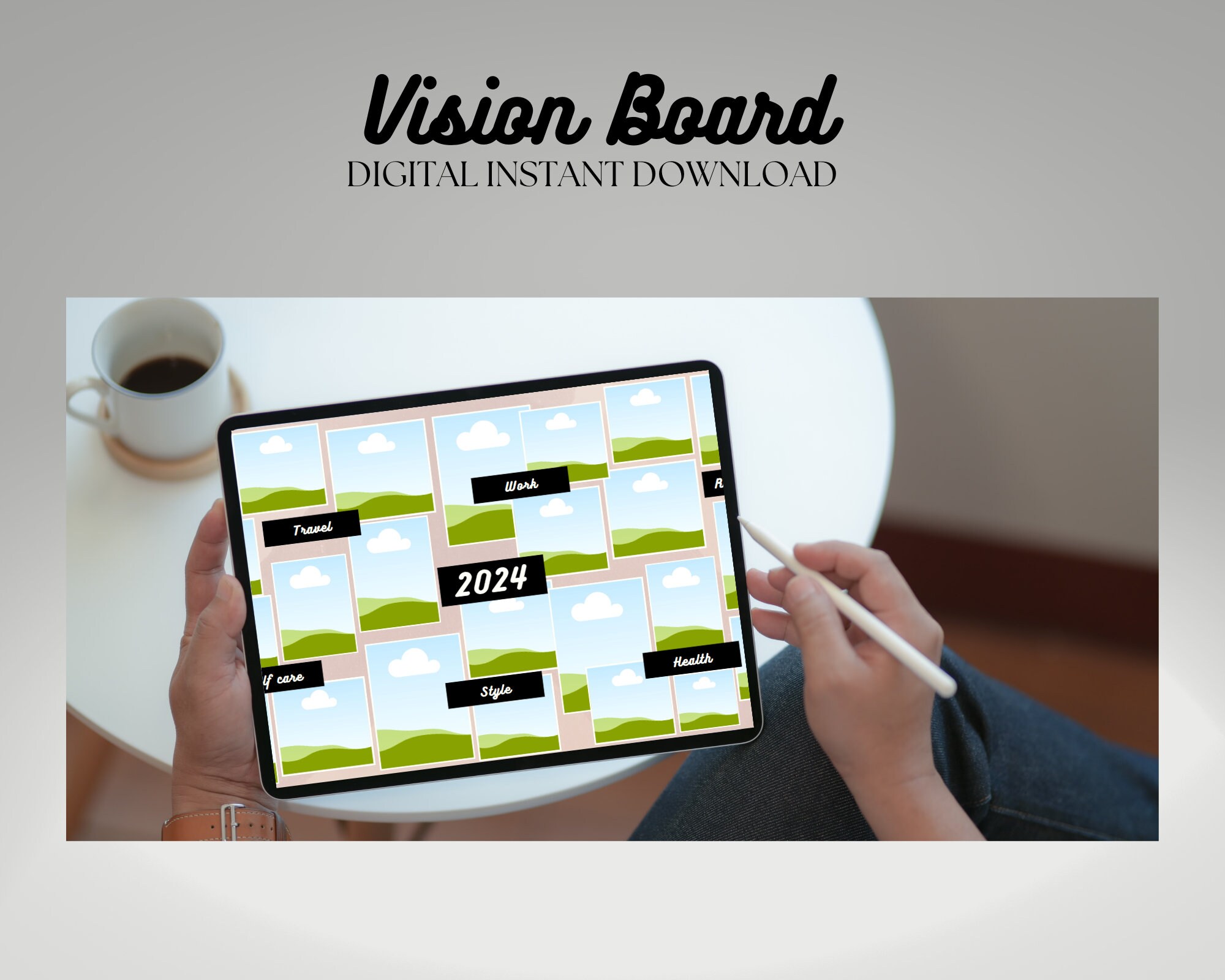 Digital Vision Board Wallpaper Template Canva - Etsy