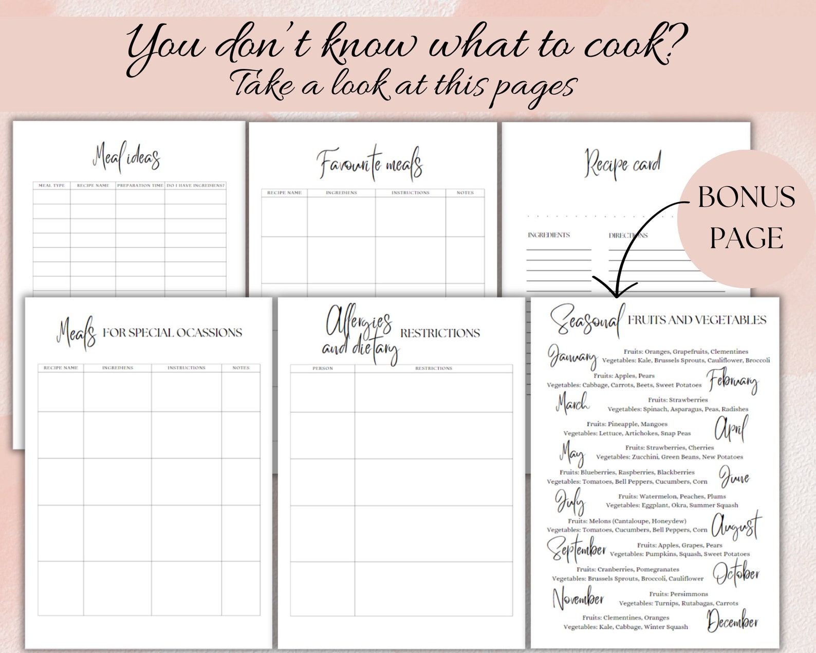 Meal Planner Printable, Weekly Meal Planner, Grocery List Printable ...