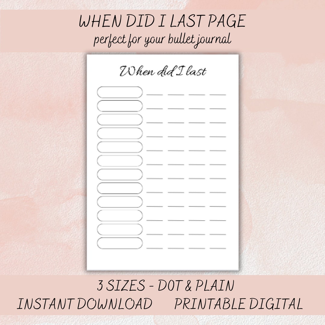 Reminder Journal.pdf When Did I Last Tracker, A5 Journal Page, Task Reminder Template ...