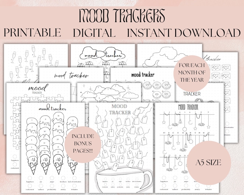 Daily Mood Tracker Printable Mood Printable Tracker Mental Health Mood ...