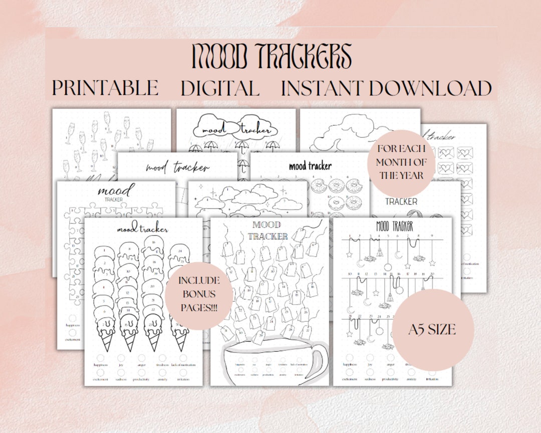 Daily Mood Tracker Printable Mood Printable Tracker Mental Health Mood ...