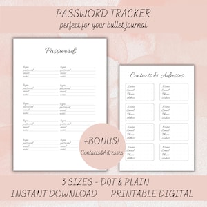 Password Tracker Password keeper Password log Password Organizer Password list Password template Printable Password Book Password Printable