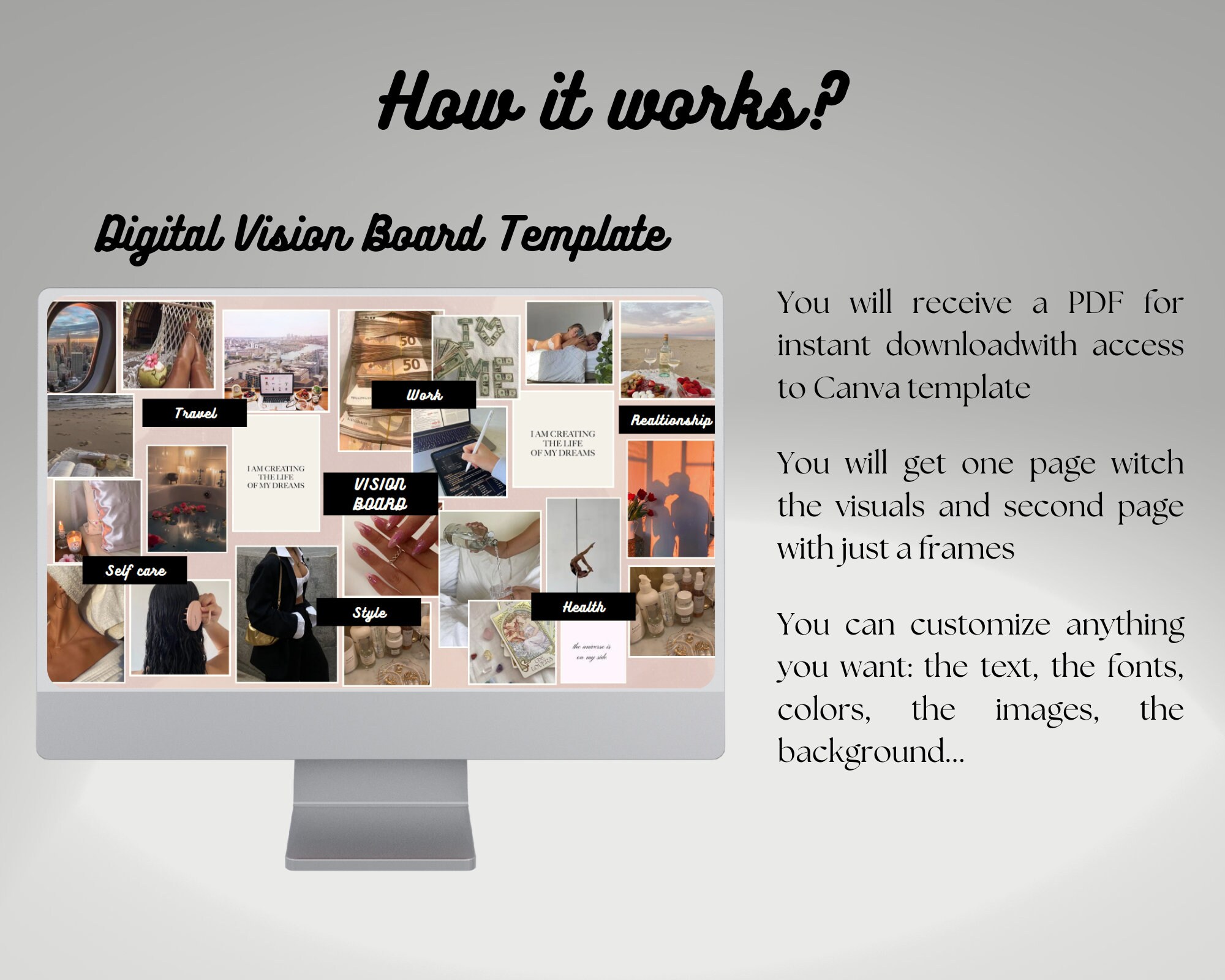 Digital Vision Board Wallpaper Template Canva - Etsy