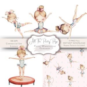 Gimnasta de acuarela pastel PNG, imágenes prediseñadas para baby shower, guardería, gimnasta, diario basura, arte de pared, tarjetas, invitación minimalista neutra