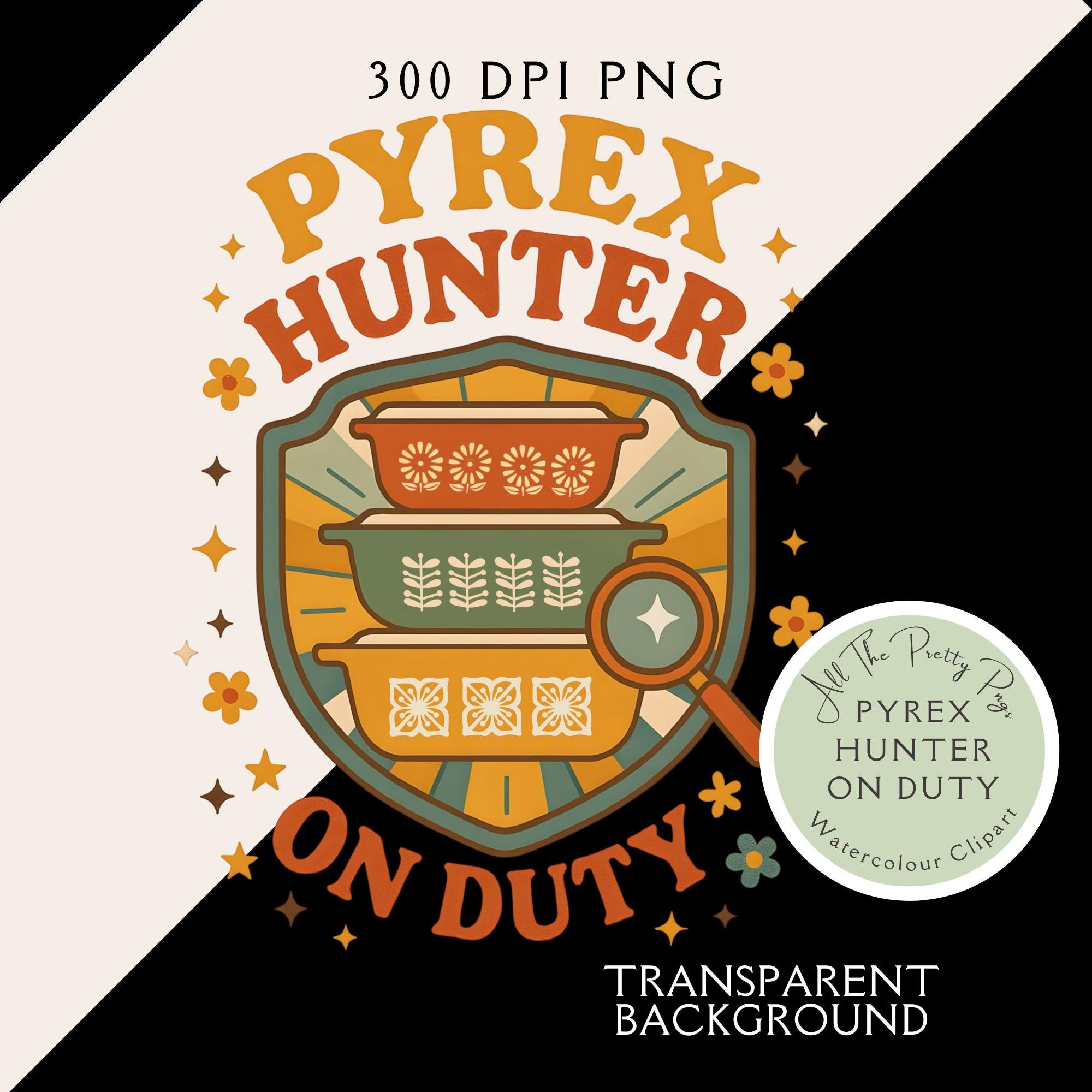 Pyrex Graphics Pyrex Hunter on Duty PNG | Retro Thrift Design | Vintage Kitchen ...