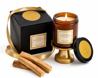 Lwbloom Smoke Between Stars Palo Santo Candle Luxe 8oz Amber Jar Candle Aromatherapie Geschenkdoos Ontspanning Meditatiekaars Gezellige Home Decor