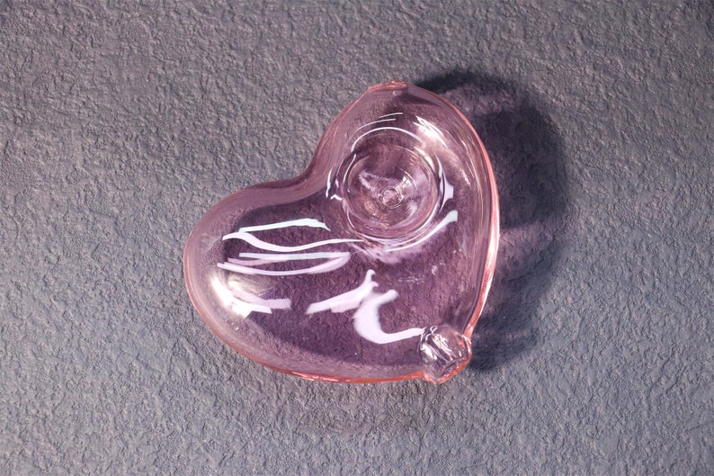 5 Pink Heart Glass Pipe Glass Art Smoking Hand Pipe Glass Handmade