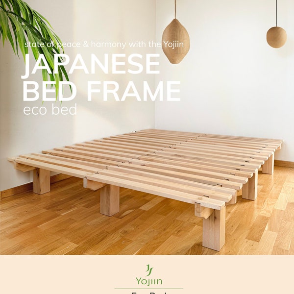 Cadre de lit en bois japonais, cadre de lit de menuiserie japonaise, lit futon, lit plate-forme, cadre de lit en bois, lit minimaliste, cadre de lit Queen, lit en bois