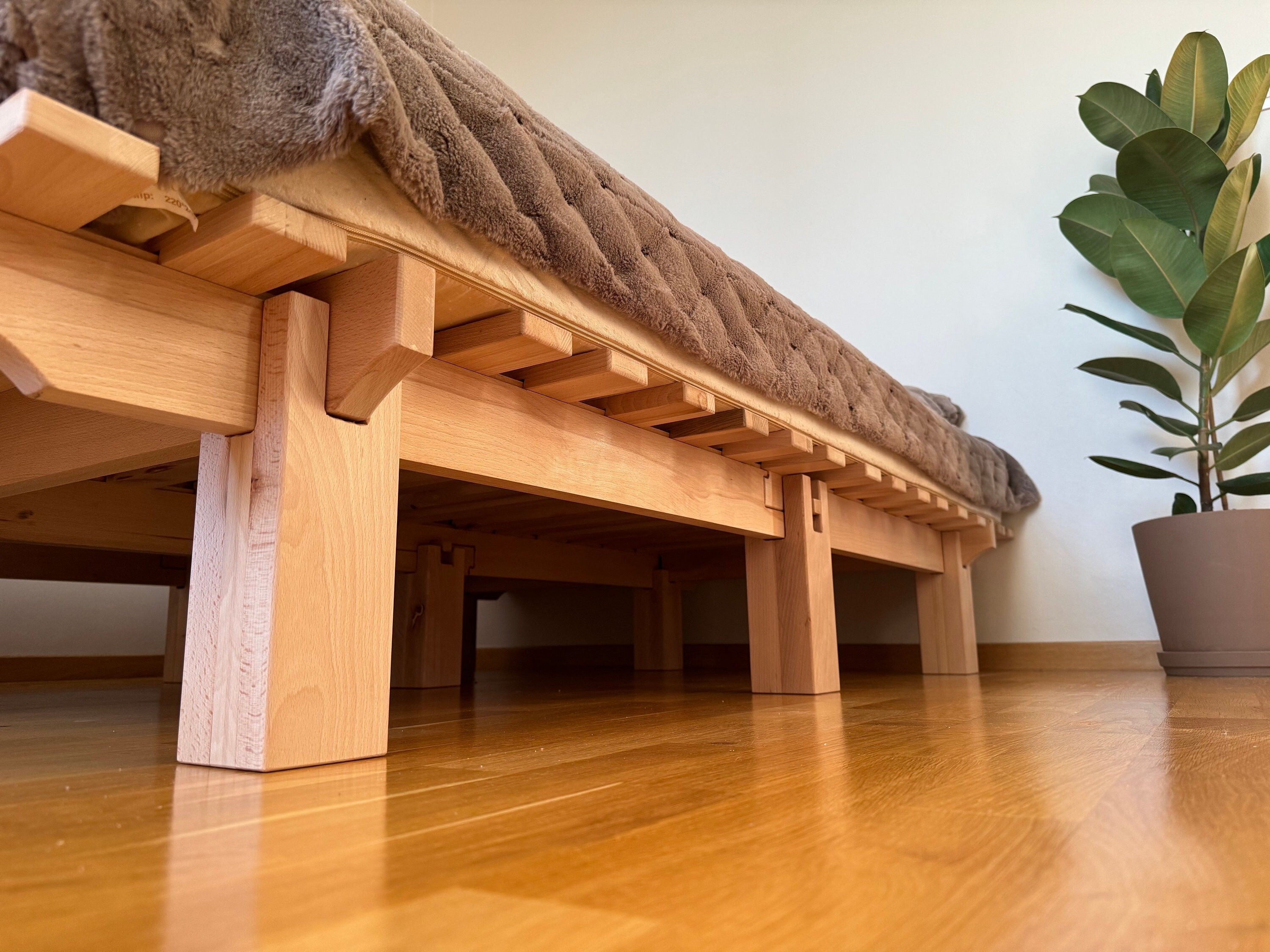 Japanese Wooden Bed Frame, Japanese Joinery Bed Frame, Futon Bed