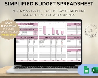 Monthly Budget Spreadsheet, Finance Tracker (Digital Download)
