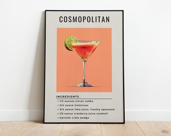 Cosmopolitan Cocktail Print | Minimalist Bar Art (Digital Download)