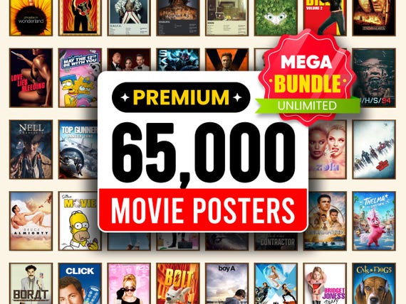 Movie Posters Collection - Set of 65,000+ Movie Posters, Digital Movie Poster Downloads, Movie Poster Bundle