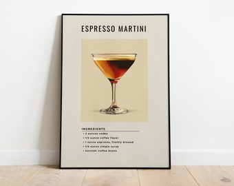 Espresso Martini Art Print | Minimalist Retro Cocktail (Digital Download)