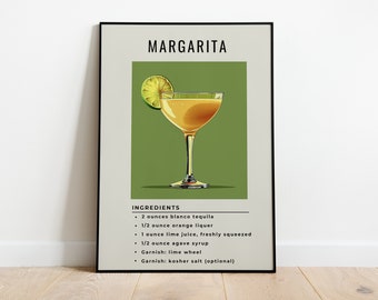 Margarita Cocktail Print | Minimalist Bar Cart Art (Digital Download)