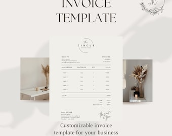 Bewerkbare sjabloon zakelijke factuur, minimalistisch ontwerp (digitaal)