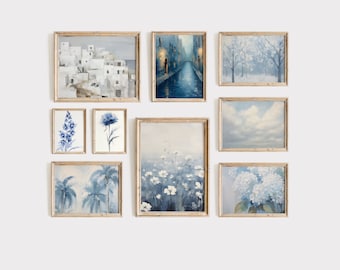 Blue Impressionist Art Prints | Vintage Landscape Gallery Wall (Digital Download)