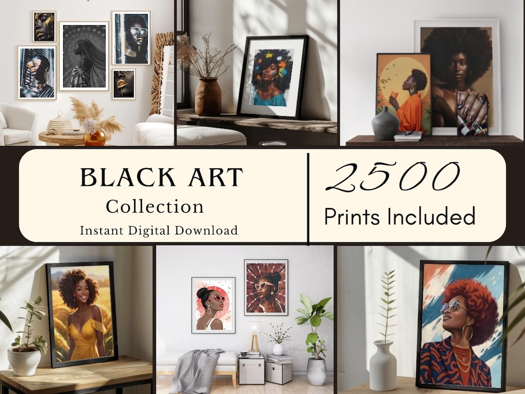 Black Art Collection of 2500 Prints, Black Woman Art, Fashion Posters ...