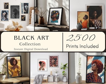Black Art Collection of 2500 Prints, Black Woman Art, Fashion Posters, African American Prints, Digital Art, Abstract Gallery Wall Art