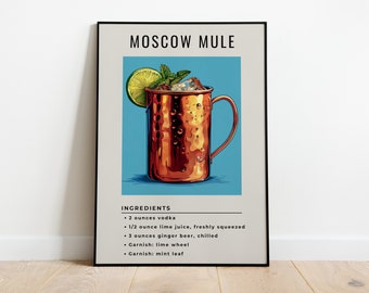 Moscow Mule Cocktail Print | Retro Bar Cart Art (Digital Download)