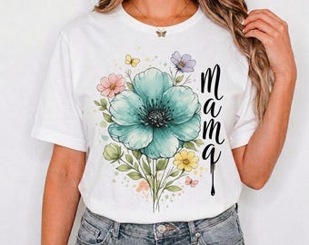 Boho Floral Mama PNG Arte Vintage de la Maternidad Regalo del Día de la Madre PNG para Camiseta de Mamá Nueva Sublimación Descarga Digital Instantánea