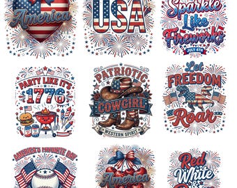 Paquete de imágenes PNG del 250 aniversario de Estados Unidos: Diseños patrióticos del 4 de julio (Descarga digital)