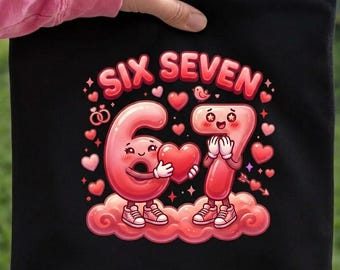 Diseño de San Valentín con los números 67 y 67 en estilo de dibujos animados (PNG, SVG)