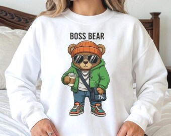 Oso SVG de lujo, diseño de oso jefe SVG, osito de peluche SVG, descarga digital para camisetas y sublimación.