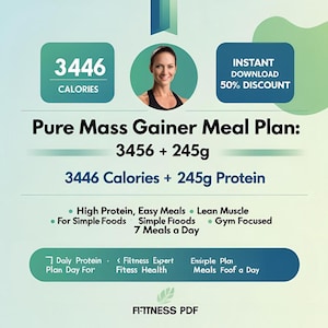 3400 Calorie Mass Gainer Meal Plan: High Protein Muscle Building (Digital Download)