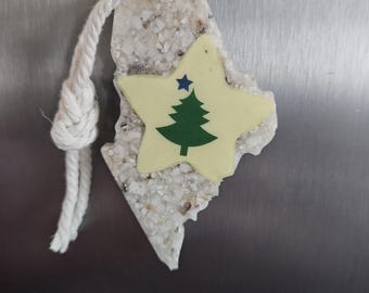 Maine 1901 Flag Magnet  Crushed Oyster Shell with Maine's First Flag