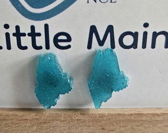 MAINE stud earrings,"Little Maine." Teal Seaglass