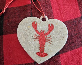 Lobster Inlaid Ornament, A Symbol of Maine’s rich heritage,Crushed Oyster Shell