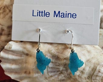 Little Maine. Crushed Seaglass Dangle Earrings