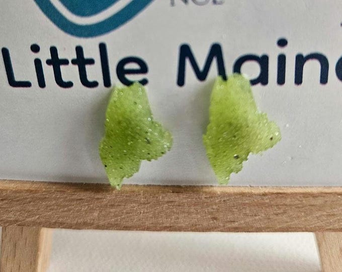Little Maine. Crushed Green Seaglass Stud Earrings