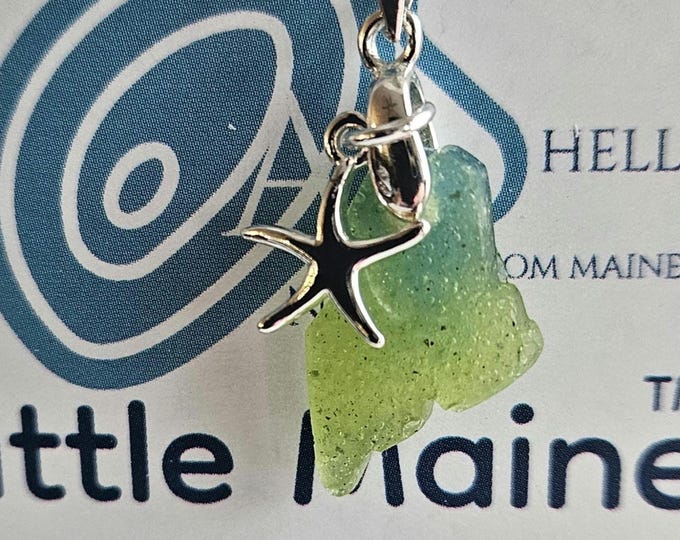 Little Maine, Crushed Green Seaglass Necklace
