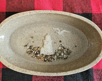 Lighthouse Dish, Crushed Oyster Shell with Seagull