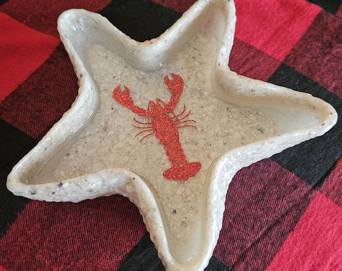 Maine Lobster Starfish Ring Dish, Crushed Oyster Shell