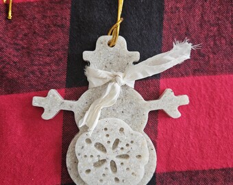 Shell-man, Crushed Oyster Shell Snowman Ornament