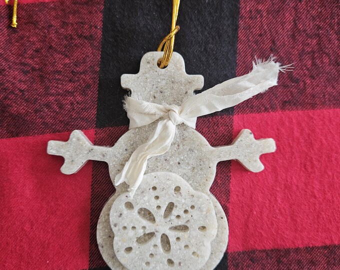 Shell-man, Crushed Oyster Shell Snowman Ornament