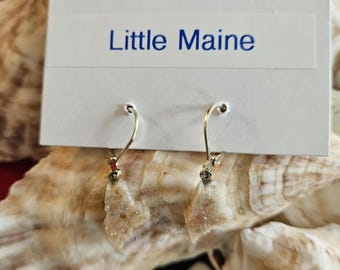 Little Maine, Crushed Oyster Shell Dangle Earrings