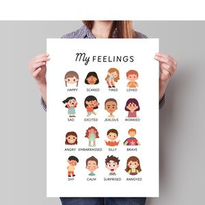 Feelings Poster & Flash Cards: Calming Corner Decor (Digital Download)