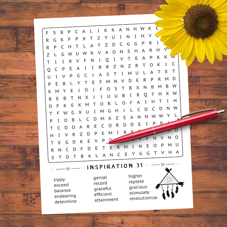 50 Word Search Printable: Inspiration Puzzles for Seniors, Adults ...