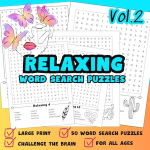 Ontspannende woordzoekpuzzels: 50 grootletterpuzzels, deel 2 (digitale download)