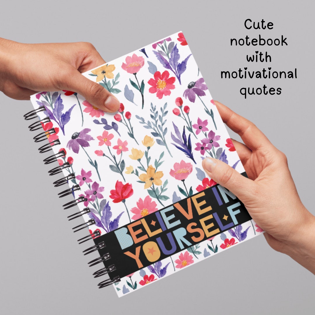 Vintage Floral Spiral Notebook Journal With Motivation Quotes- White ...