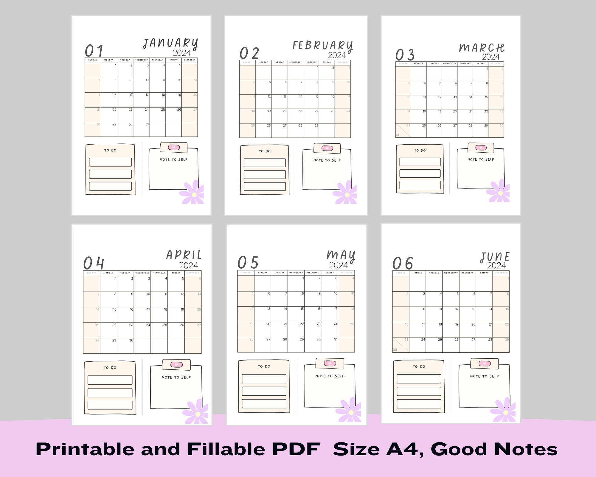 Planner Printable Daily Weekly Calendar 2024 Checklist PDF A4 , Good ...
