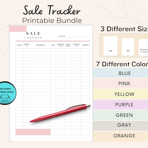 Online Sales Tracker Druckbare Auflistung der Verkäufe Täglich, Wöchentlich, Monatlich Einfacher Download