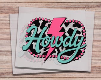 Howdy Western Belt Buckle DTF Print Ready to Press Heat Transfer